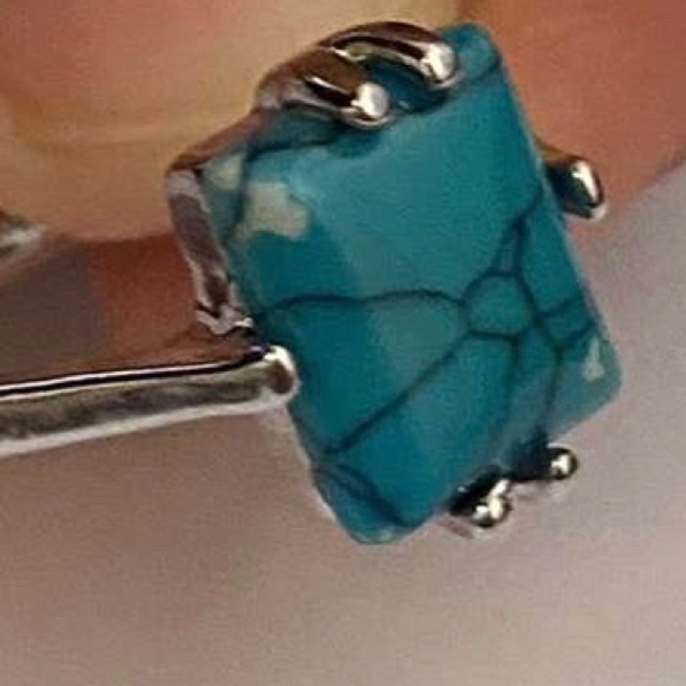 Turquoise Statement Ring Silver-Tone - image 2